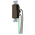 Hubbell Wiring Device-Kellems Spec Grade, Decorator Switches, General Purpose AC, Single Pole, 20A 120/277V AC, Back and Side Wired, Pre-Wired with 8" #12 THHN, Brown DSL120